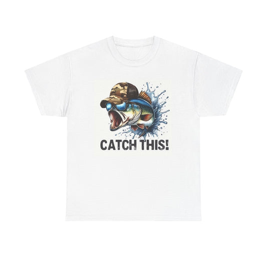 Catch This Bass Graphic T Shirt Funny Fishing Outdoors Unisex Heavy Cotton Tee