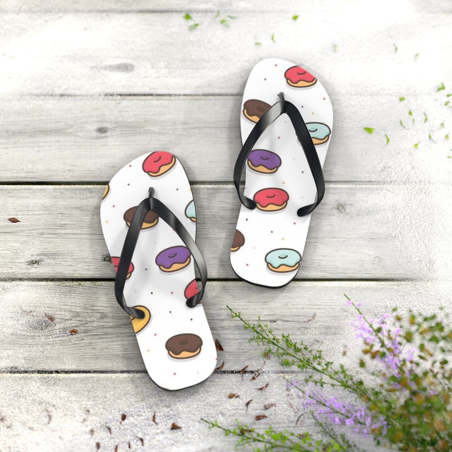 Donuts Summer Sandals, Beach Shoes, Vacation Flip Flops, Pool Slides