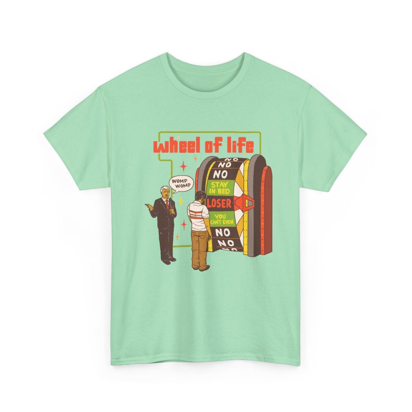Wheel Of Life Funny Dark Humor Jokes Graphic T Shirt Regular Men's Heavy Cotton Tee