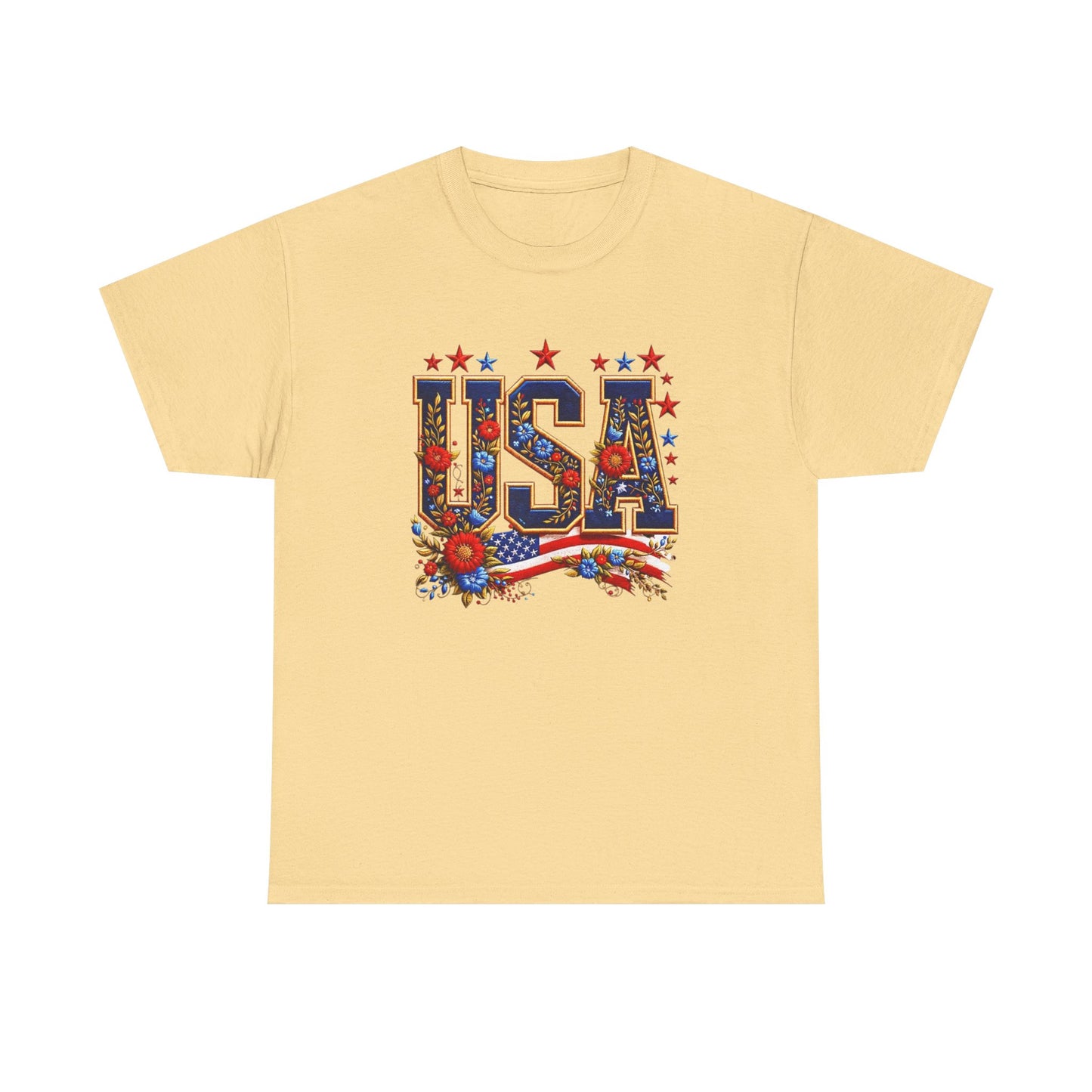 United States Floral Graphic T Shirt Unisex NEW Heavy Cotton Tee