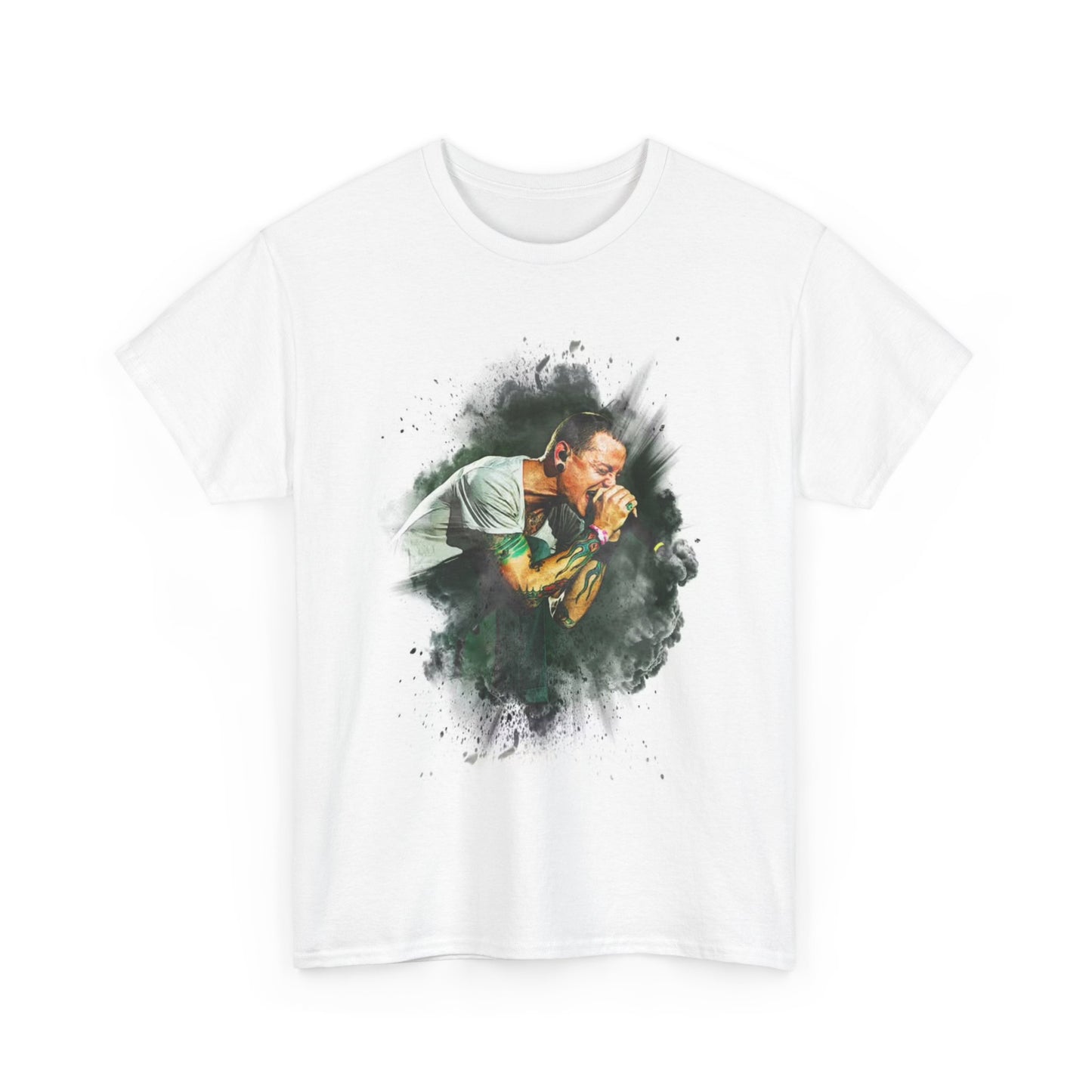 Chester Bennington Tshirt Screaming Neon Art graphic rock band Heavy Cotton Tee