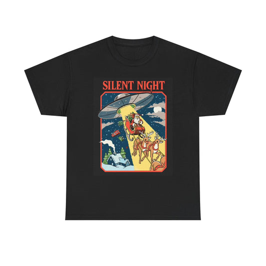 Silent Night Graphic T Shirt Funny Santa Christmas Art Unisex Heavy Cotton Tee