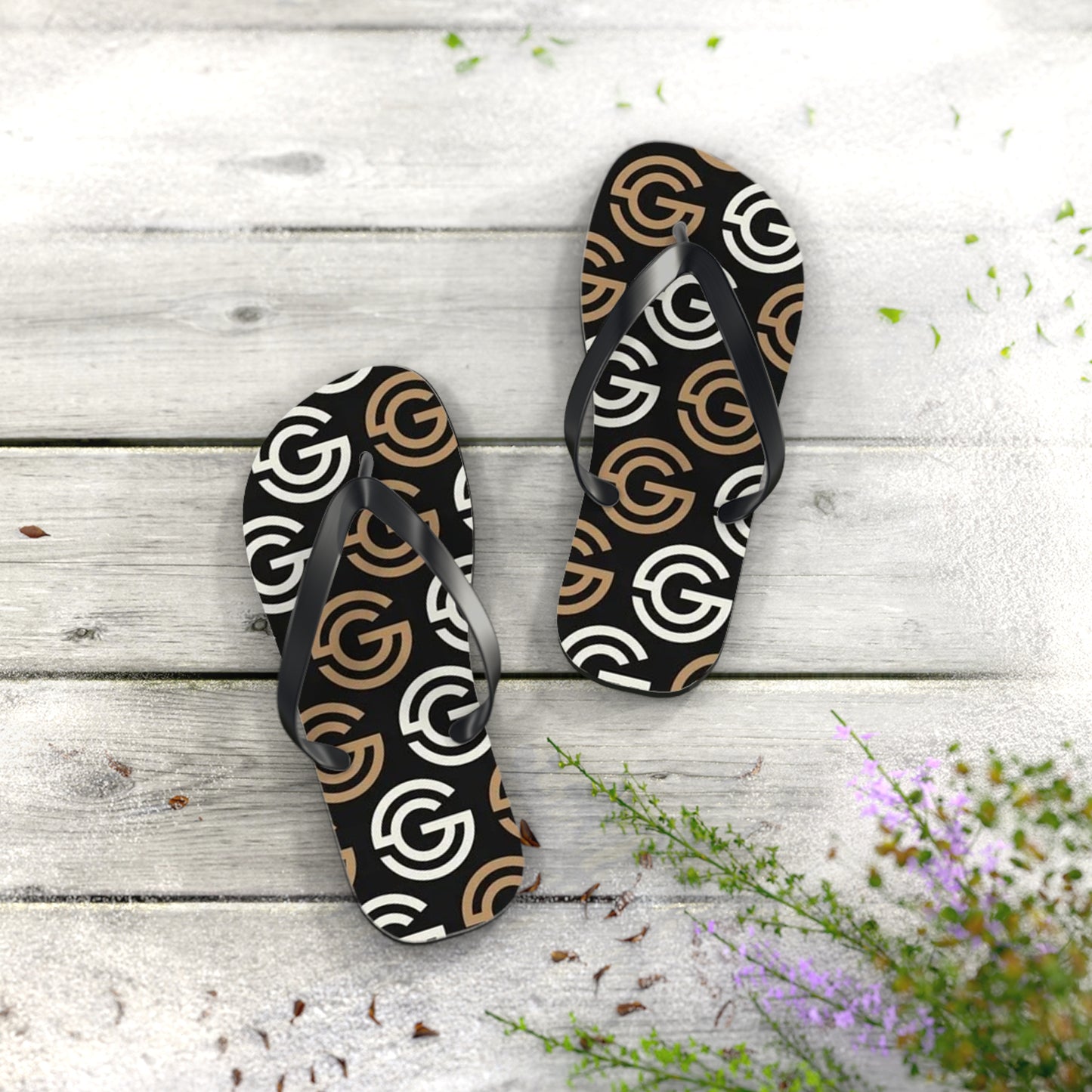 Tan And White Flip Flops, Sandals Slides, Summer Footwear, Brand New