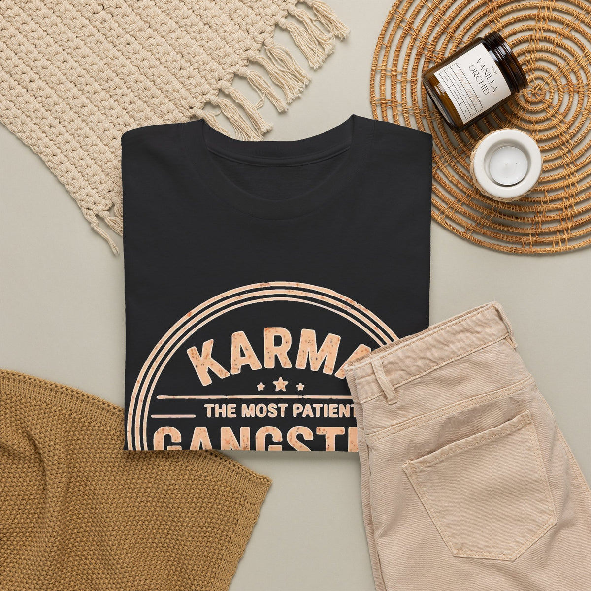 Karma Gangster Graphic T-Shirt | Funny Quote Tee Men's Graphic Tee
