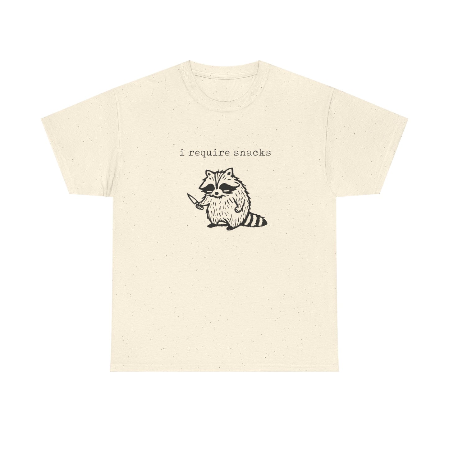 I require Snacks Funny Graphic T Shirt Unisex Heavy Cotton Tee