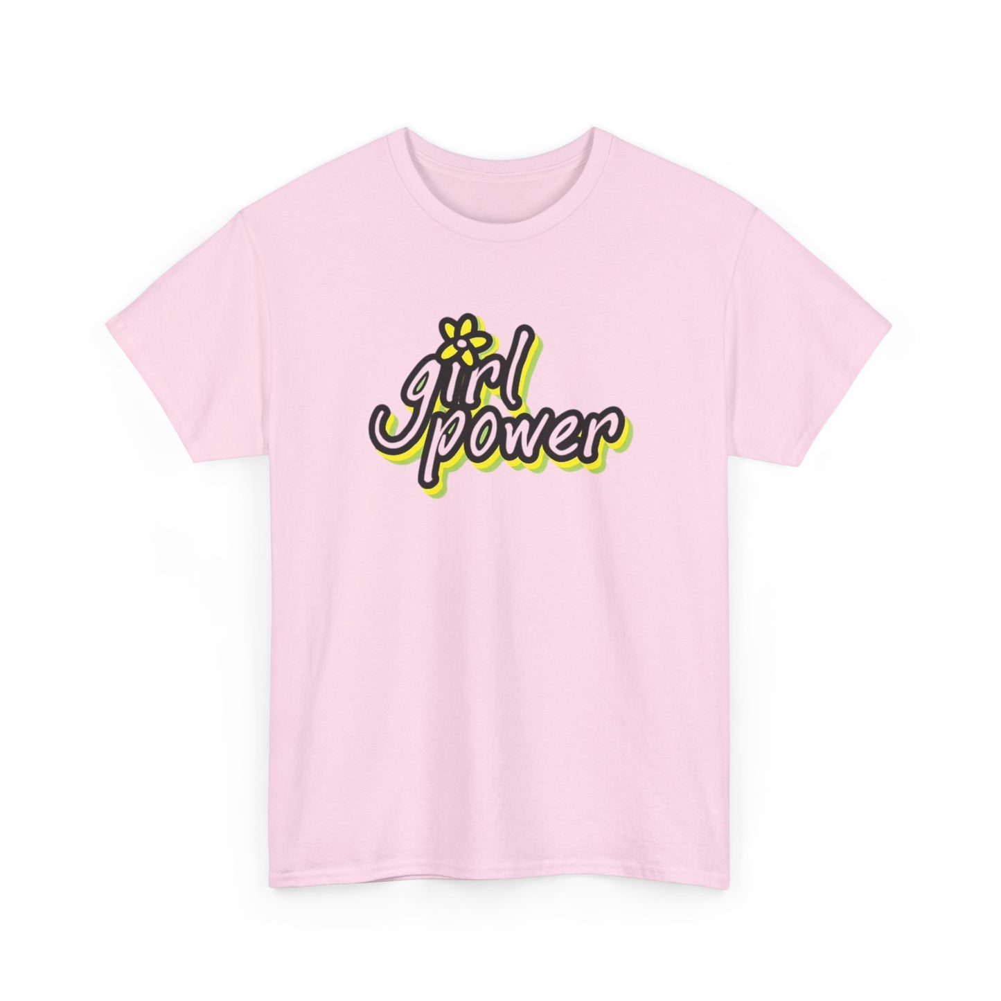 Girl Power Graphic T Shirt Girly Tee Retro Flower Power Unisex Heavy Cotton Tee