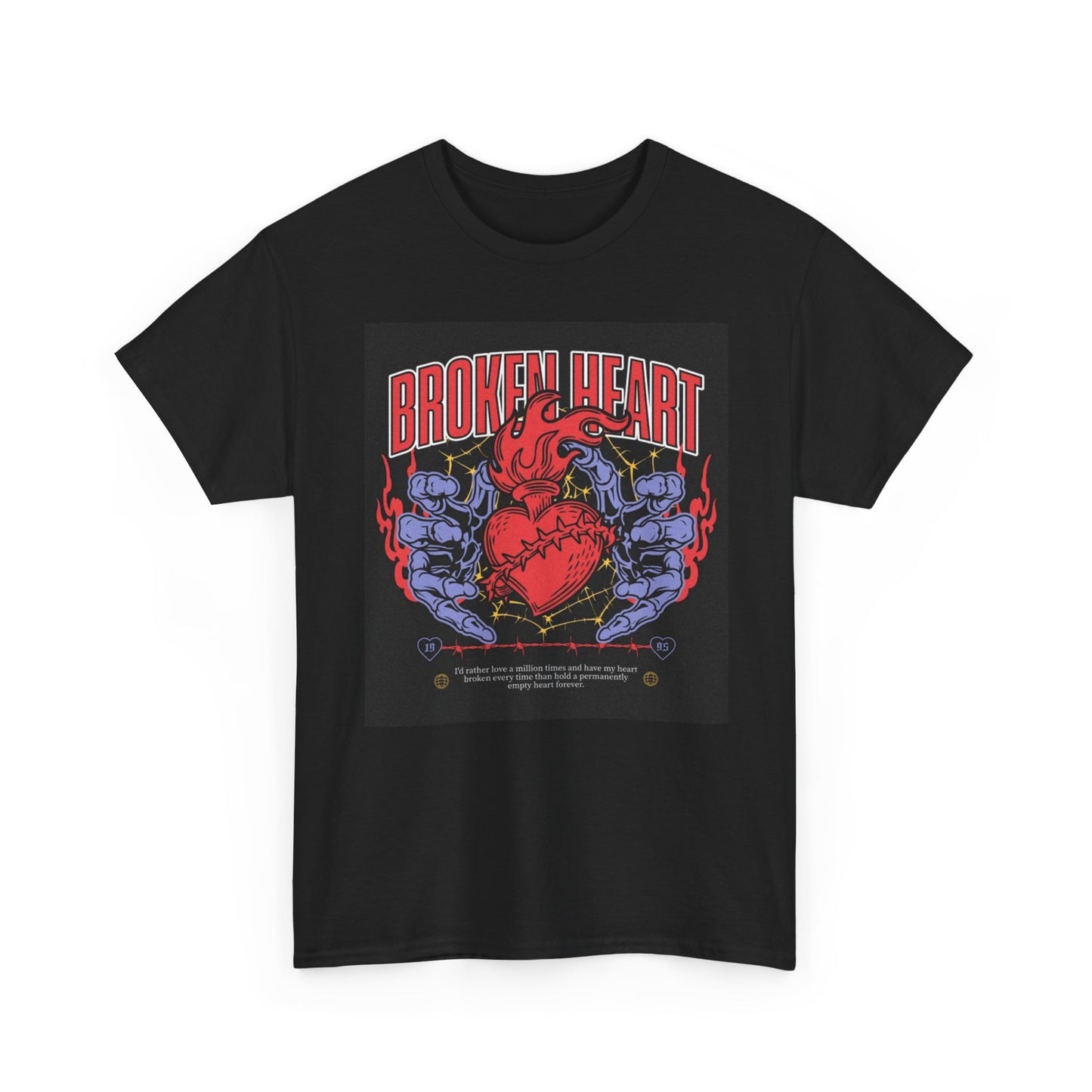 Broken Heart Graphic T Shirt Street Wear Apparel Unisex Heavy Cotton Tee