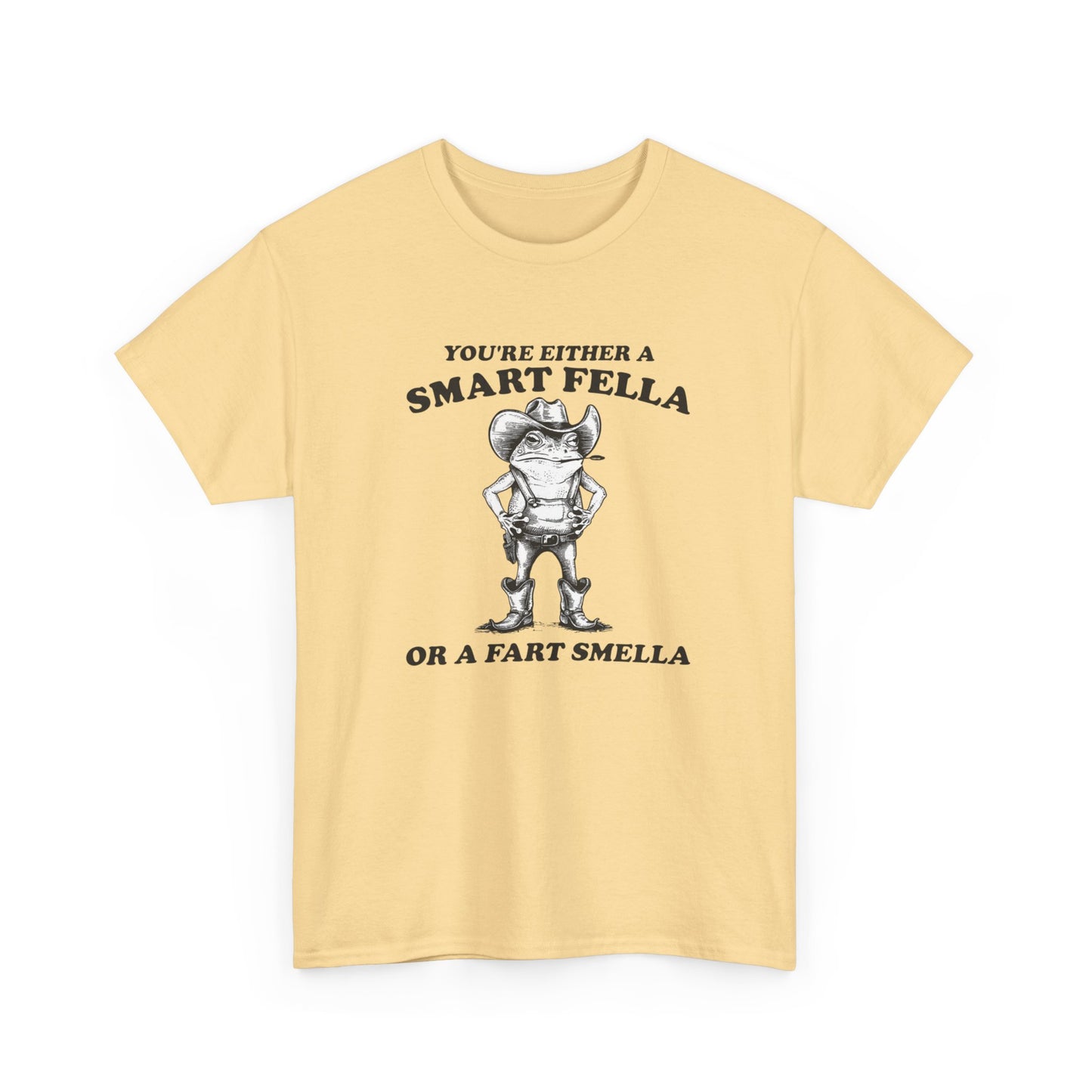 Smart Fella Or Fart Smella Funny Graphic T Shirt Unisex Heavy Cotton Tee