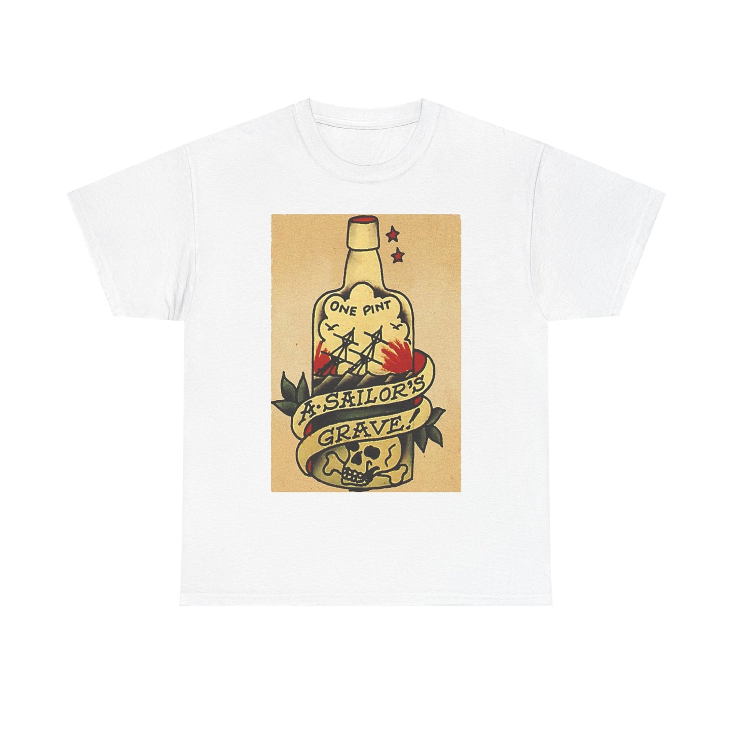 Sailor Jerry Tshirt Vintage Navy Tattoos Sailor Retro Unisex Heavy Cotton Tee 3