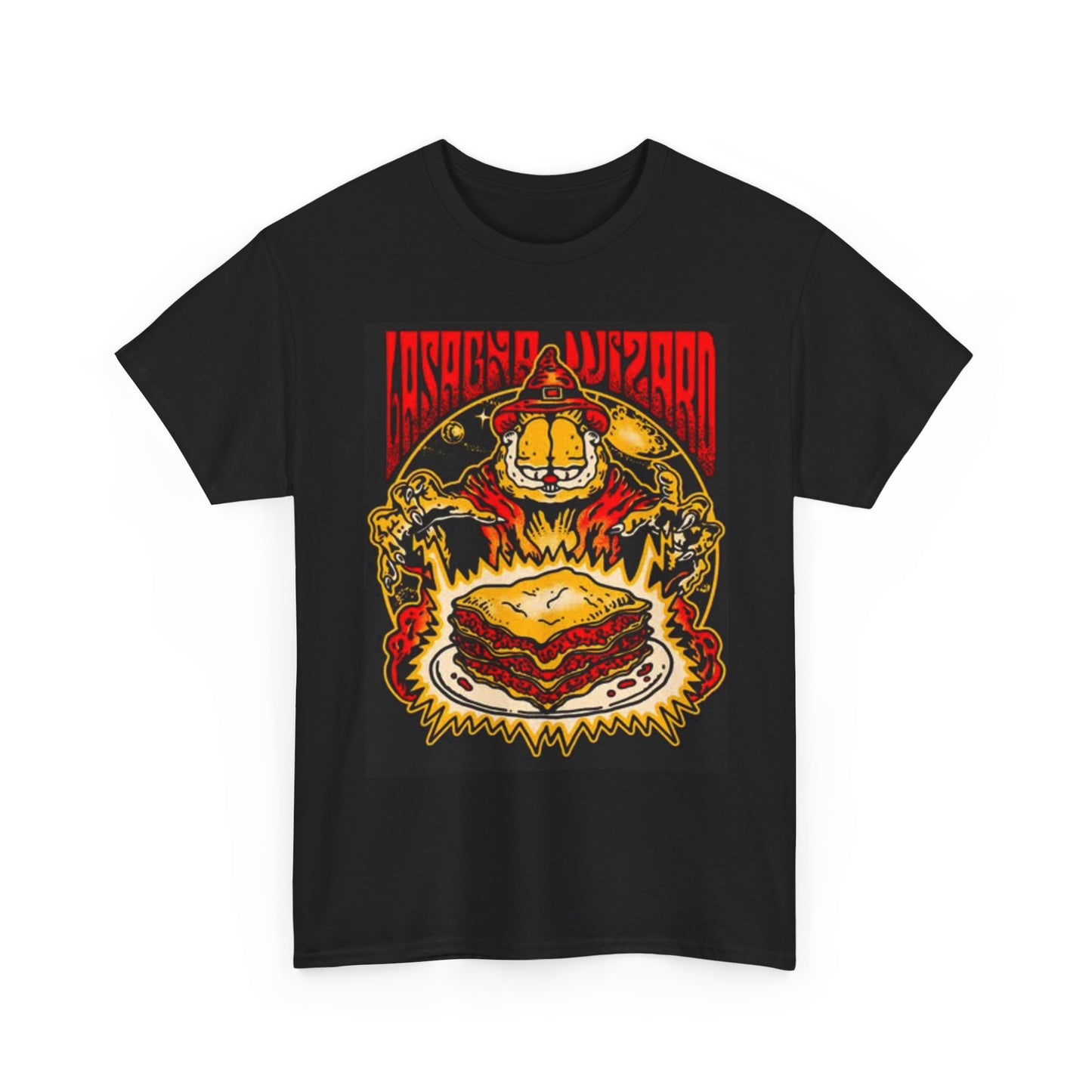 Lasanga Wizard T Shirt Funny Cat Graphic Kitten Comedy Unisex Heavy Cotton Tee