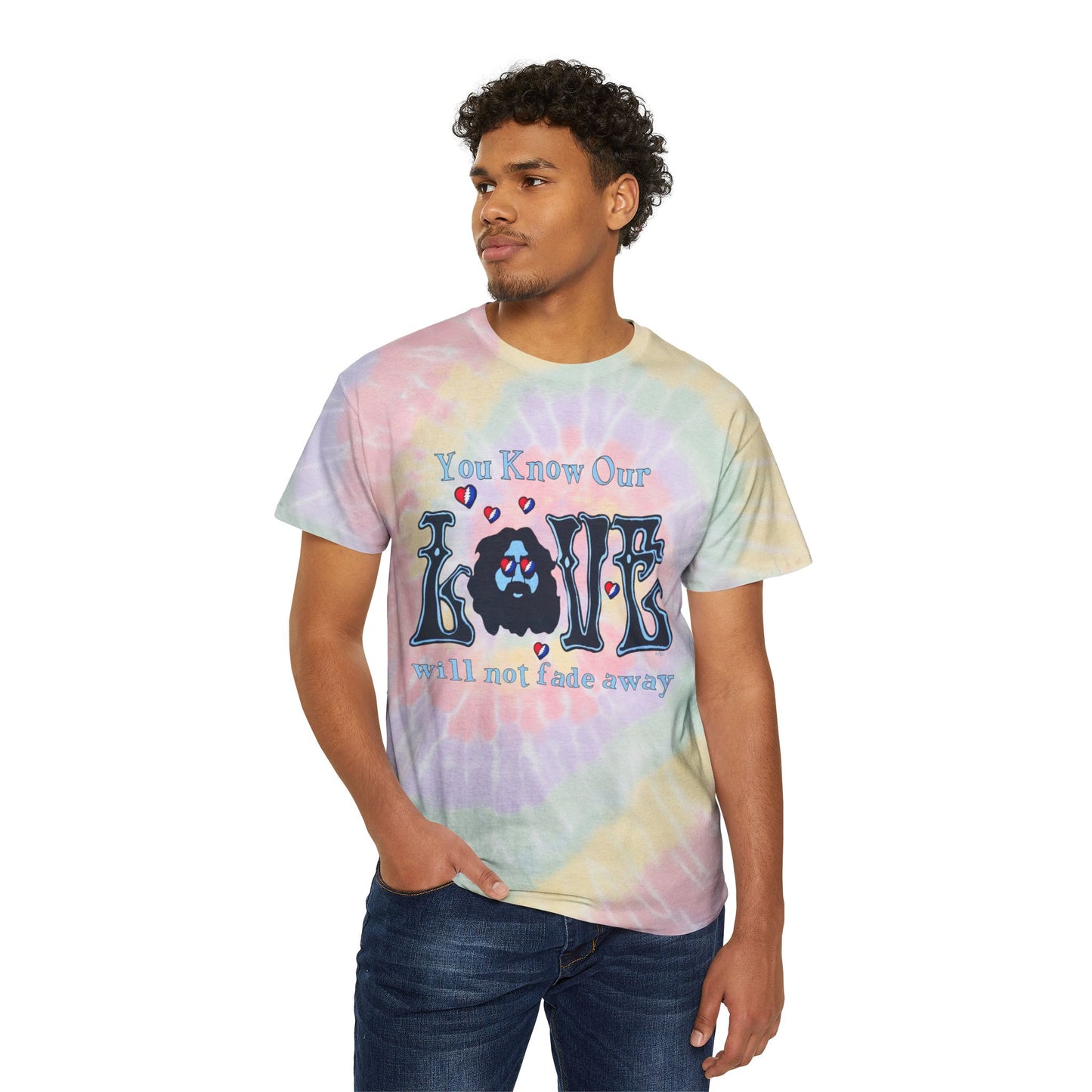 Jerry Garcia Love Will Not Fade Graphic T Shirt S-2XL Unisex Tie-Dye Tee, Spiral