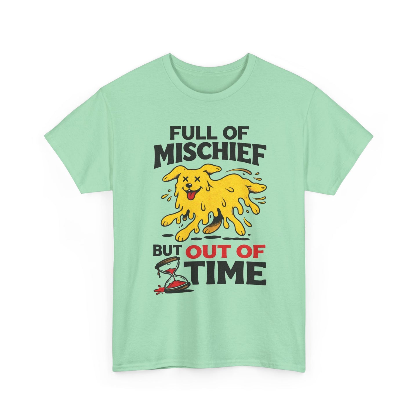 Full Of Mischief Funny Dog Graphic T Shirt Men's Heavy Cotton Tee