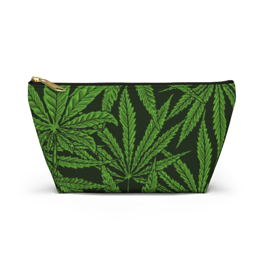 Travel Bag Multi Color Accessory Pouch w T-bottom All Over Weed Print 420