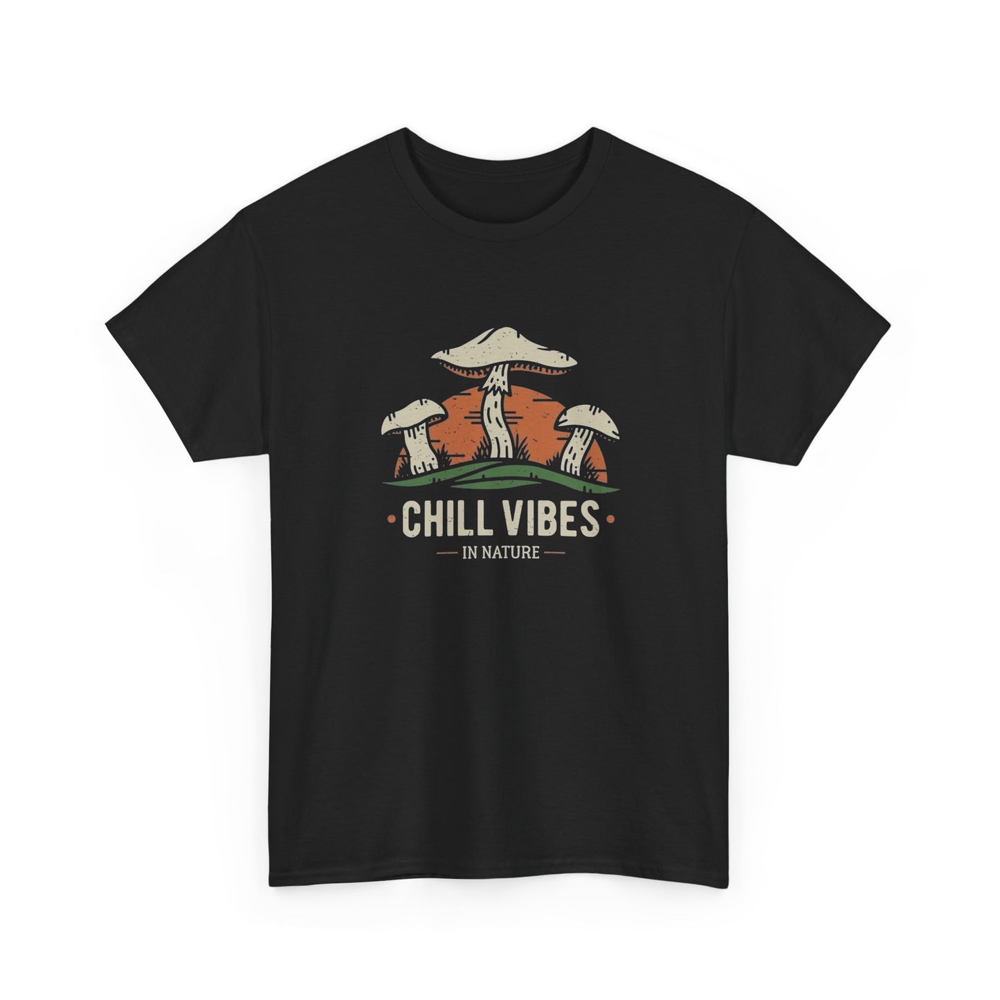 Chill Vibes In Nature Mushrooms T-Shirt NEW Gift Unisex Heavy Cotton Tee