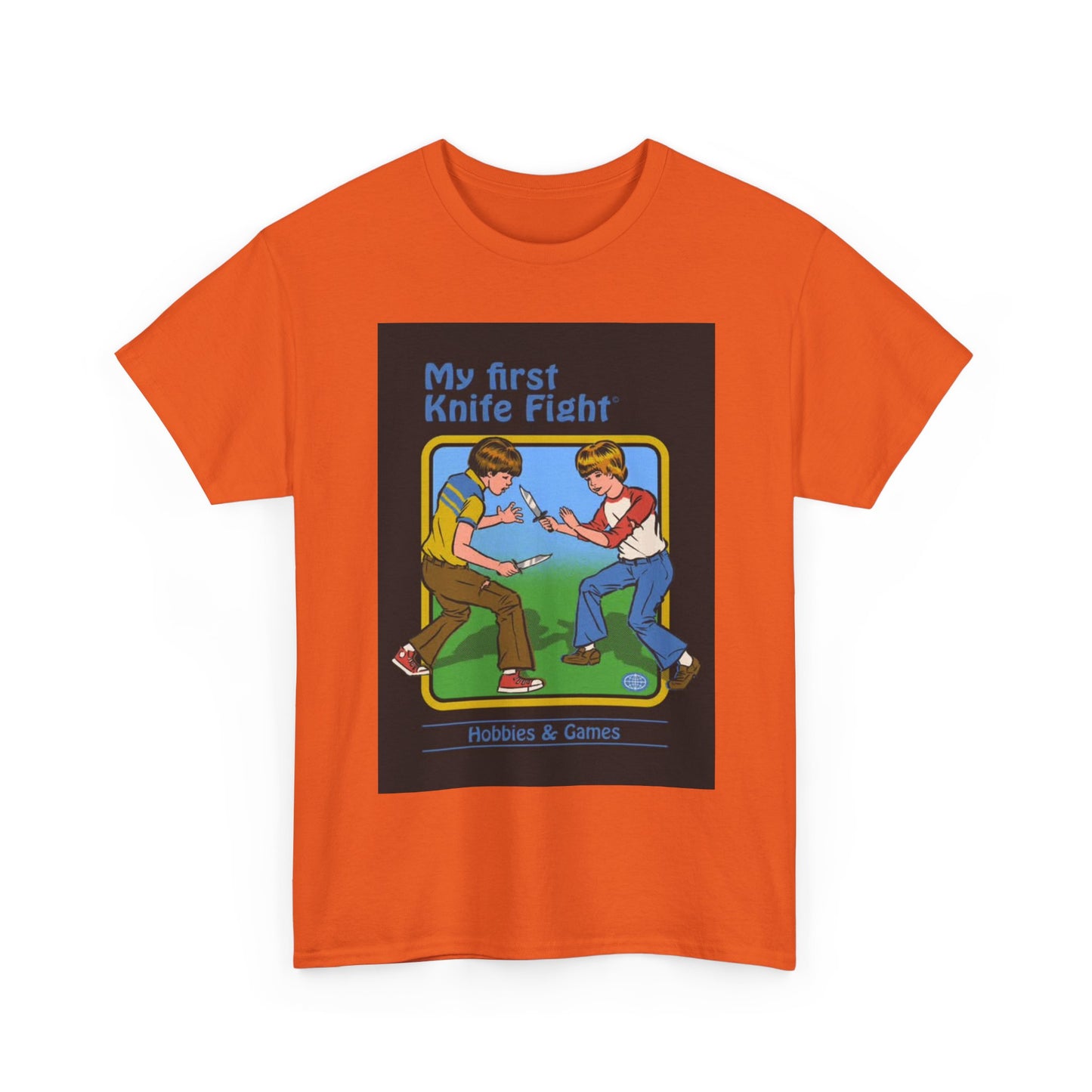 My First Knife Fight Tshirt Funny Kids Poster Retro 70s Unisex Heavy Cotton Tee