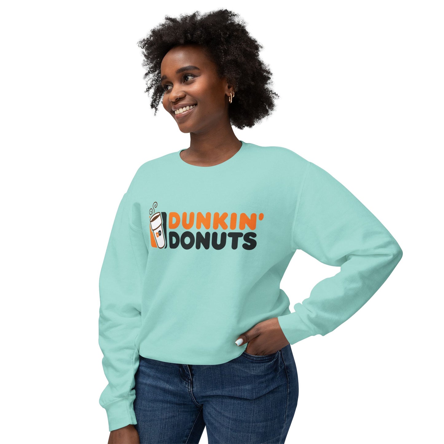 Dunkin Donuts Graphic Retro Logo Coffee Lover Lightweight Crewneck Sweatshirt