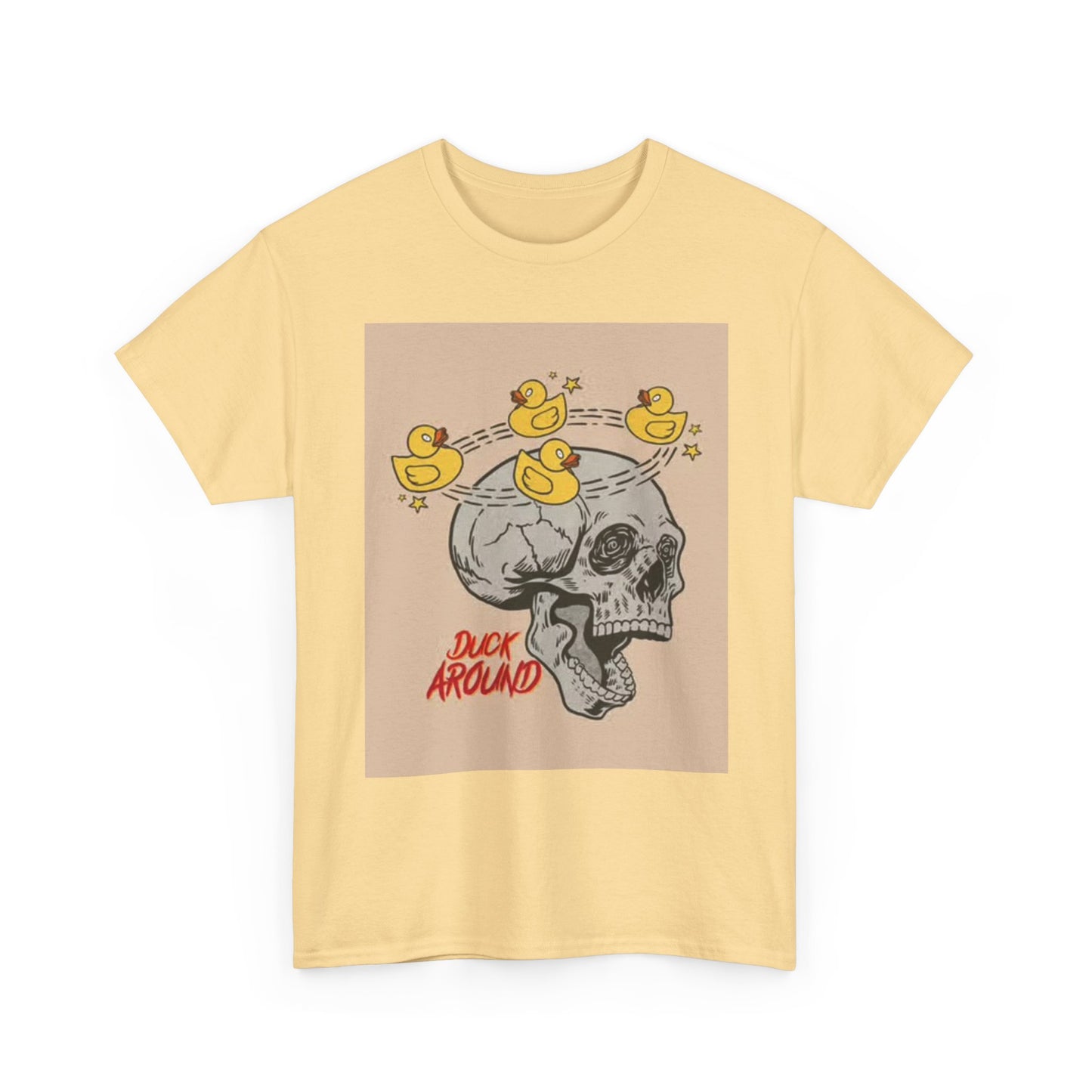 Duck Around Skull Graphic T Shirt Retro Funny Unisex Heavy Cotton Tee