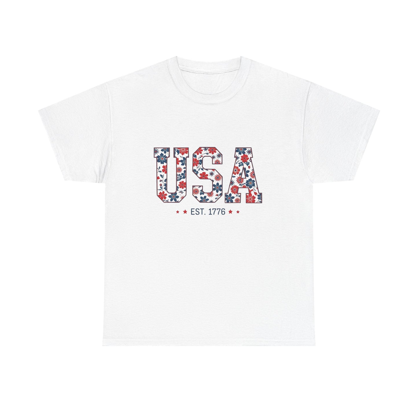 USA Flowers 1776 Graphic T Shirt Heavy Cotton Tee NEW ADULT UNISEX