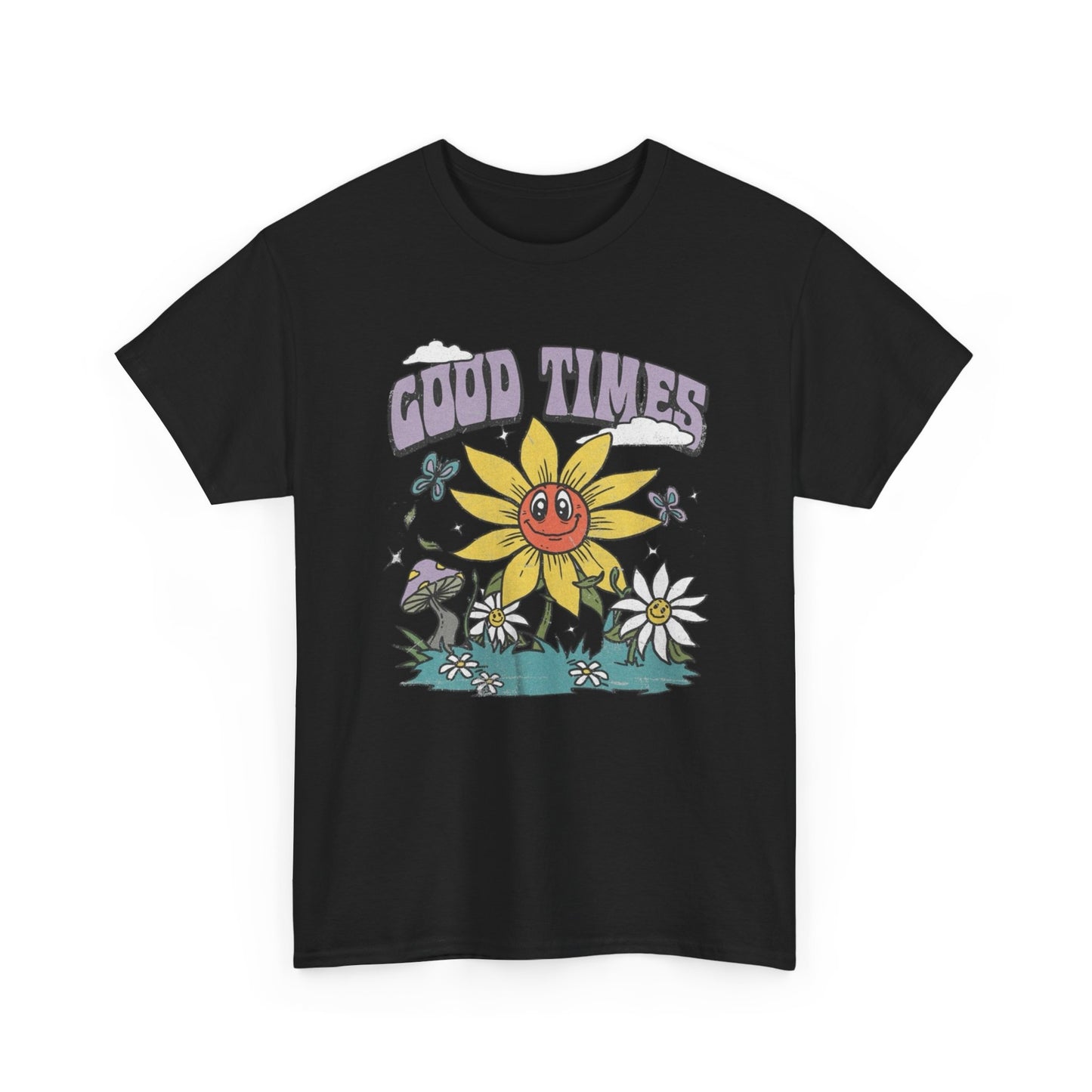 Good Times Sunflower Graphic T Shirt Unisex Heavy Cotton Tee