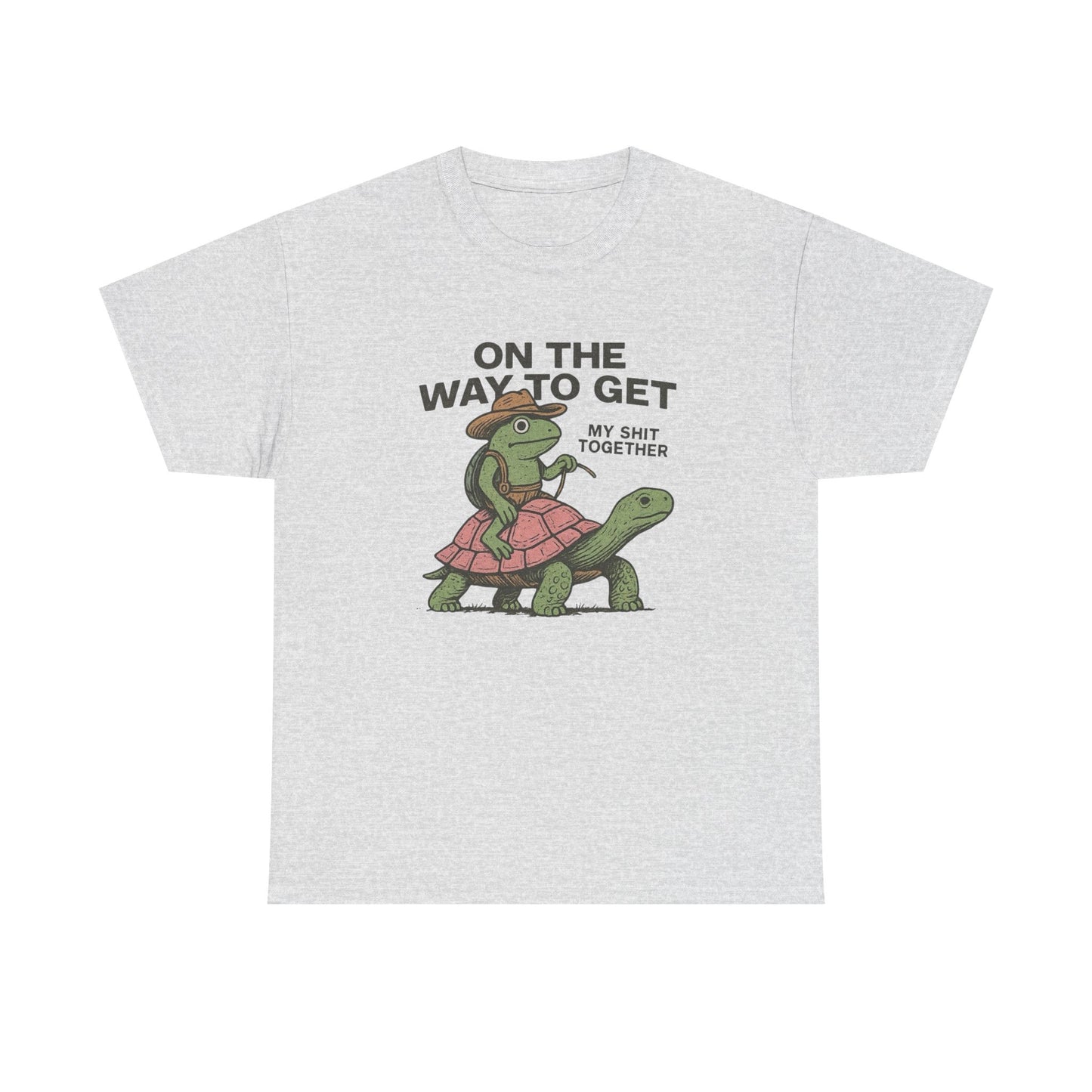 On My Way To Get It Together Funny Frog Cowboy Graphic T Shirt Tee Retro Gift