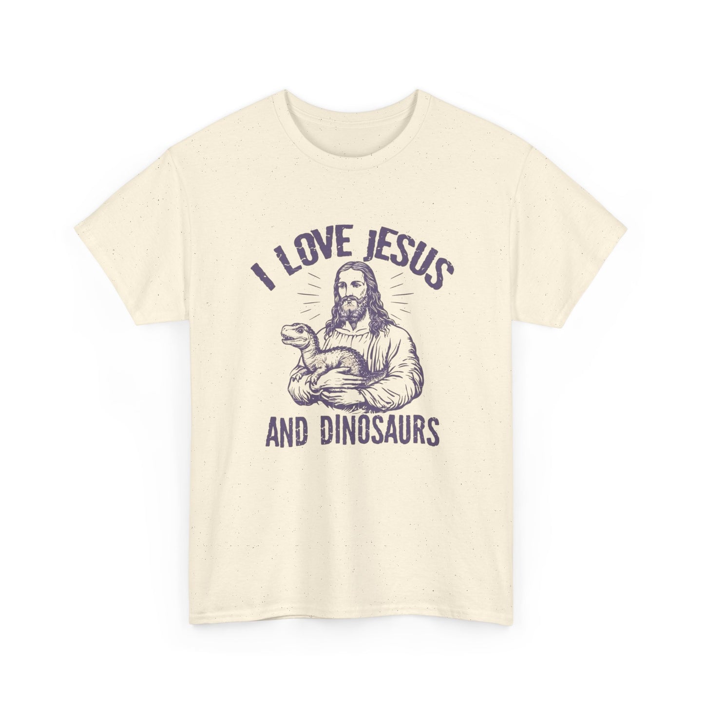 I Love Jesus And Dinosaurs Graphic T Shirt NEW Adult Regular Heavy Cotton Tee