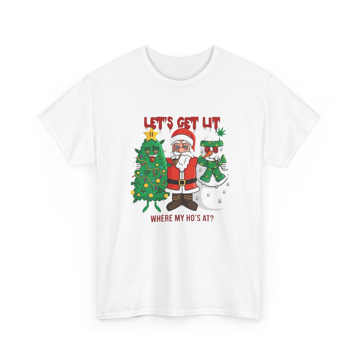 Lets Get Lit This Christmas Graphic T Shirt NEW GIFT Unisex Heavy Cotton Tee