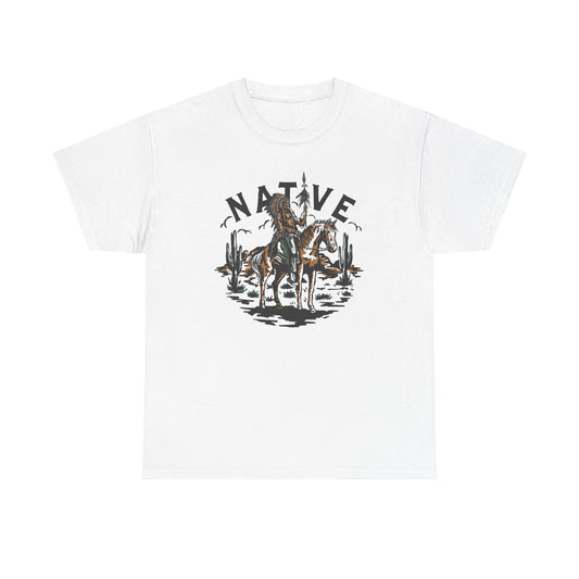 Native American Horse Vintage Graphic T Shirt Unisex Heavy Cotton Tee New Gift