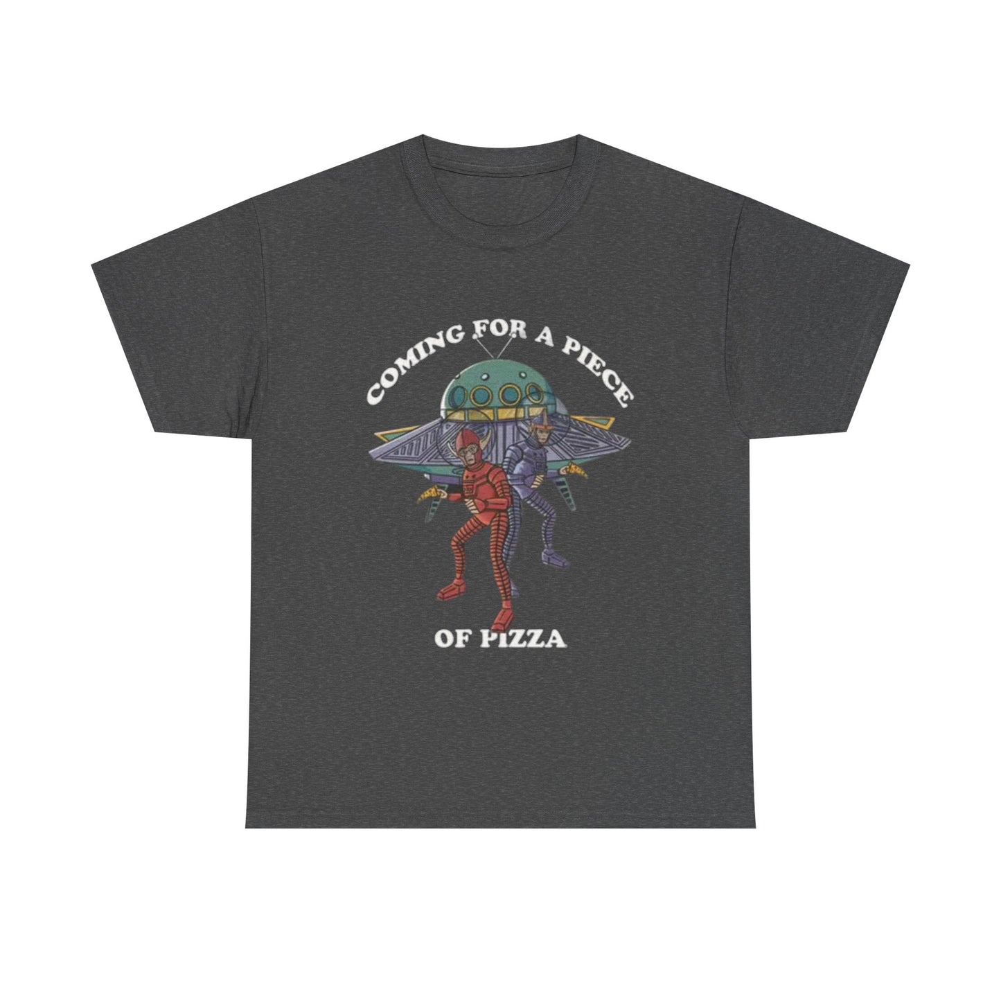 Alien Pizza Run Shirt Funny New York Gift Space Ship Unisex Heavy Cotton Tee