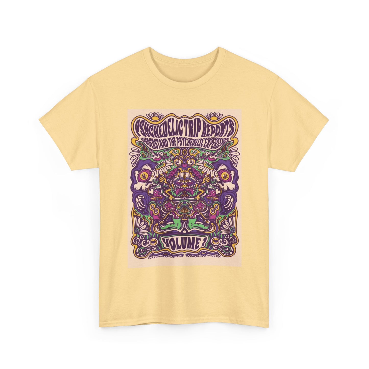 Mushroom Tshirt Trippy Psychedelic groovy 70s art poster Unisex Heavy Cotton Tee