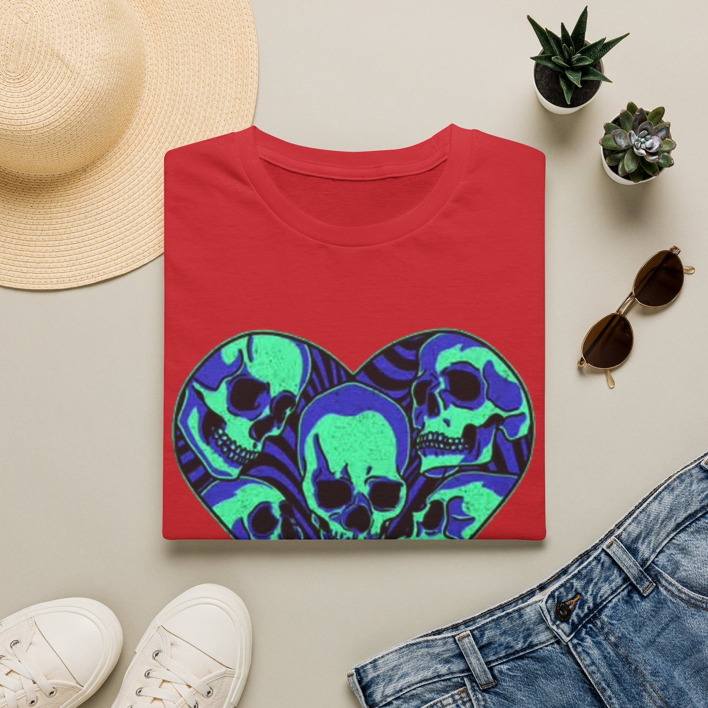 Death Heart Graphic T Shirt Retro Skeleton Unisex Softstyle T-Shirt