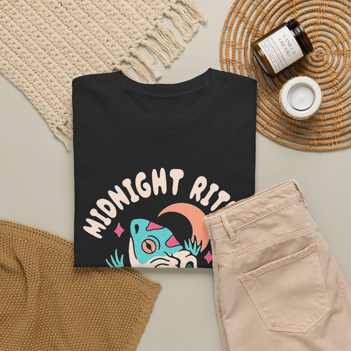 Midnight Ritual Trippy Graphic T Shirt Men's Heavy Cotton Tee