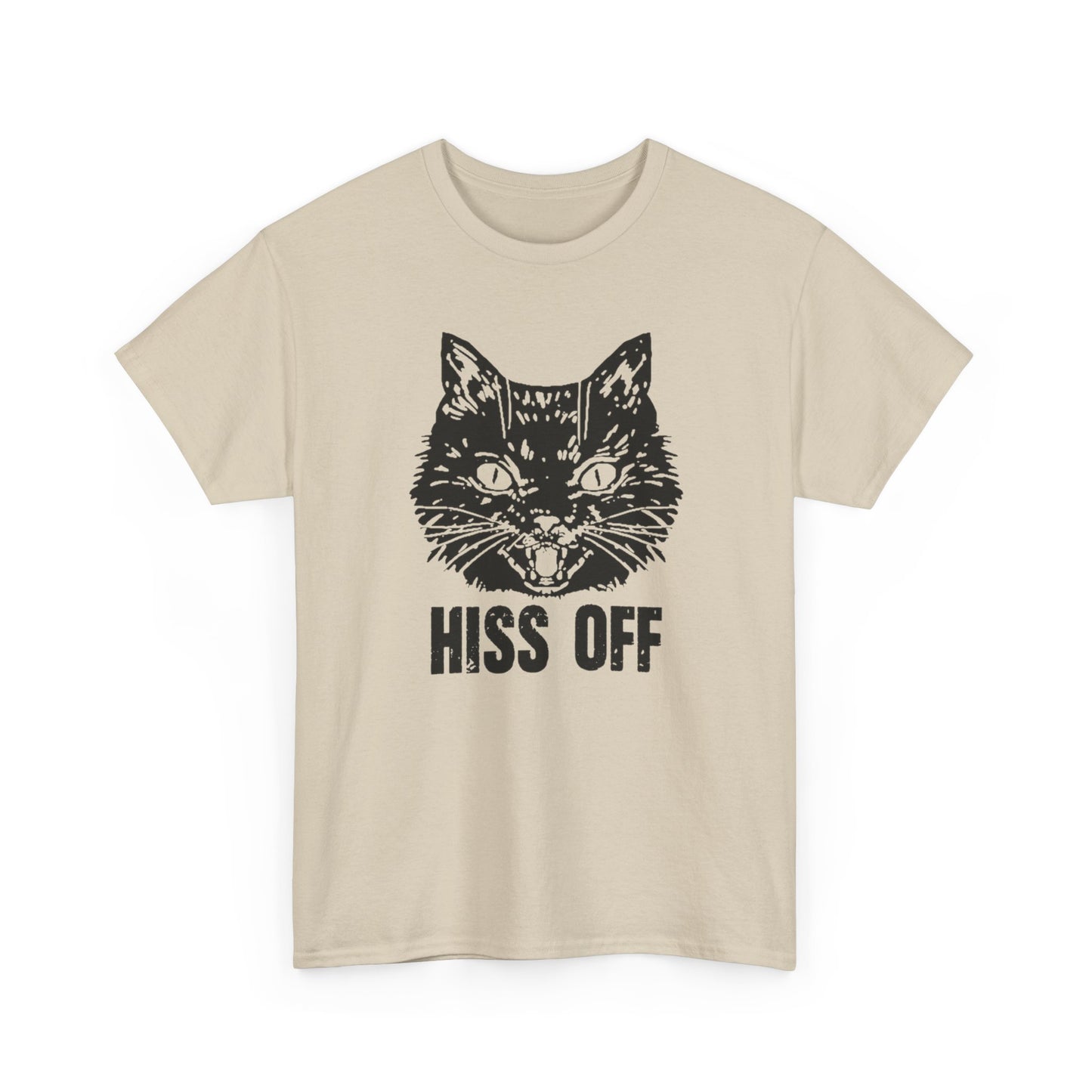 Hiss Off Funny Cat Graphic T-Shirt Unisex Heavy Cotton Tee Gift