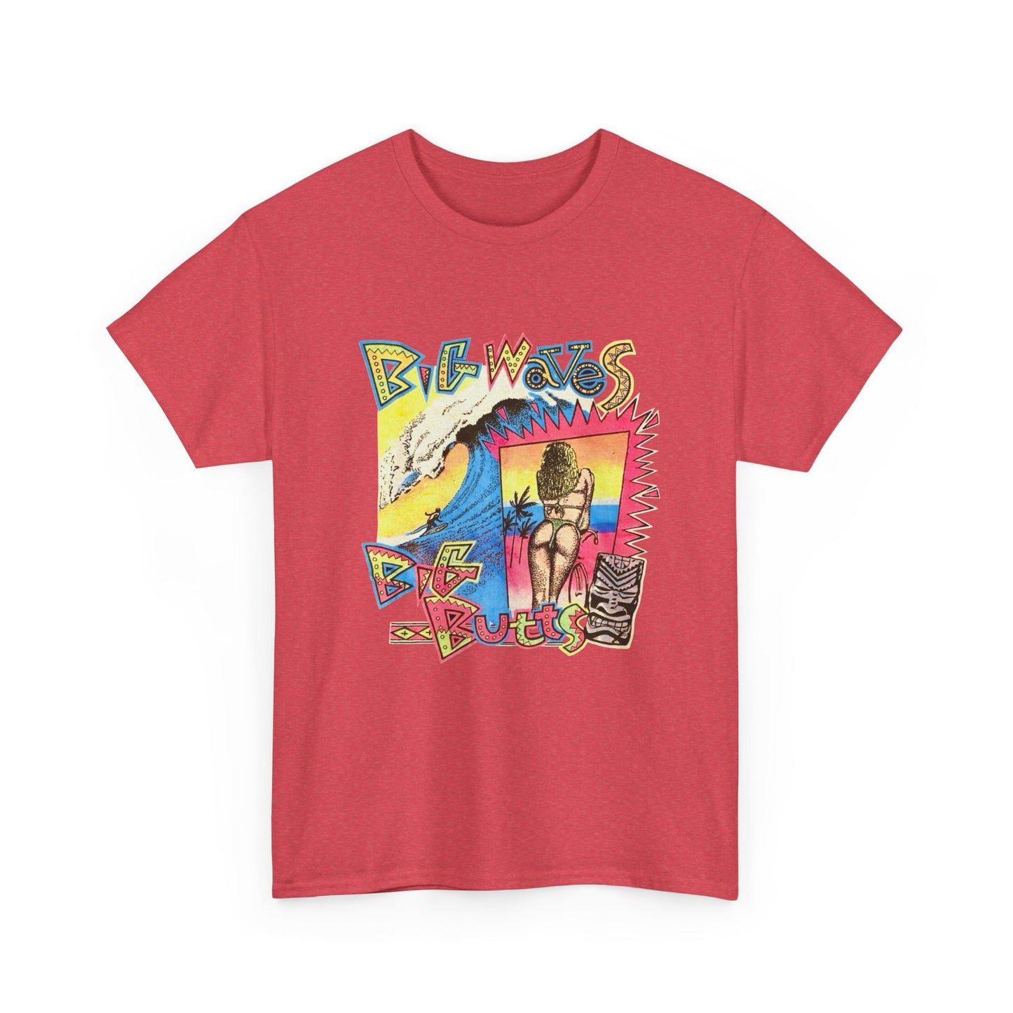 Big Waves Big Asses Vintage Surfing Graphic T Shirt NEW Unisex Heavy Cotton Tee