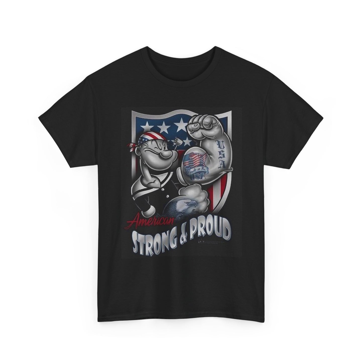 Strong And Proud Graphic T Shirt Navy Vintage Retro Apparel Heavy Cotton Tee