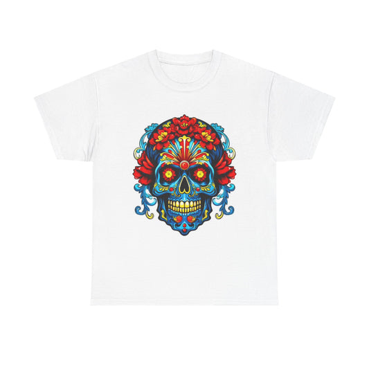 Day Of The Dead Vintage Flower Graphic T Shirt Unisex Heavy Cotton Tee