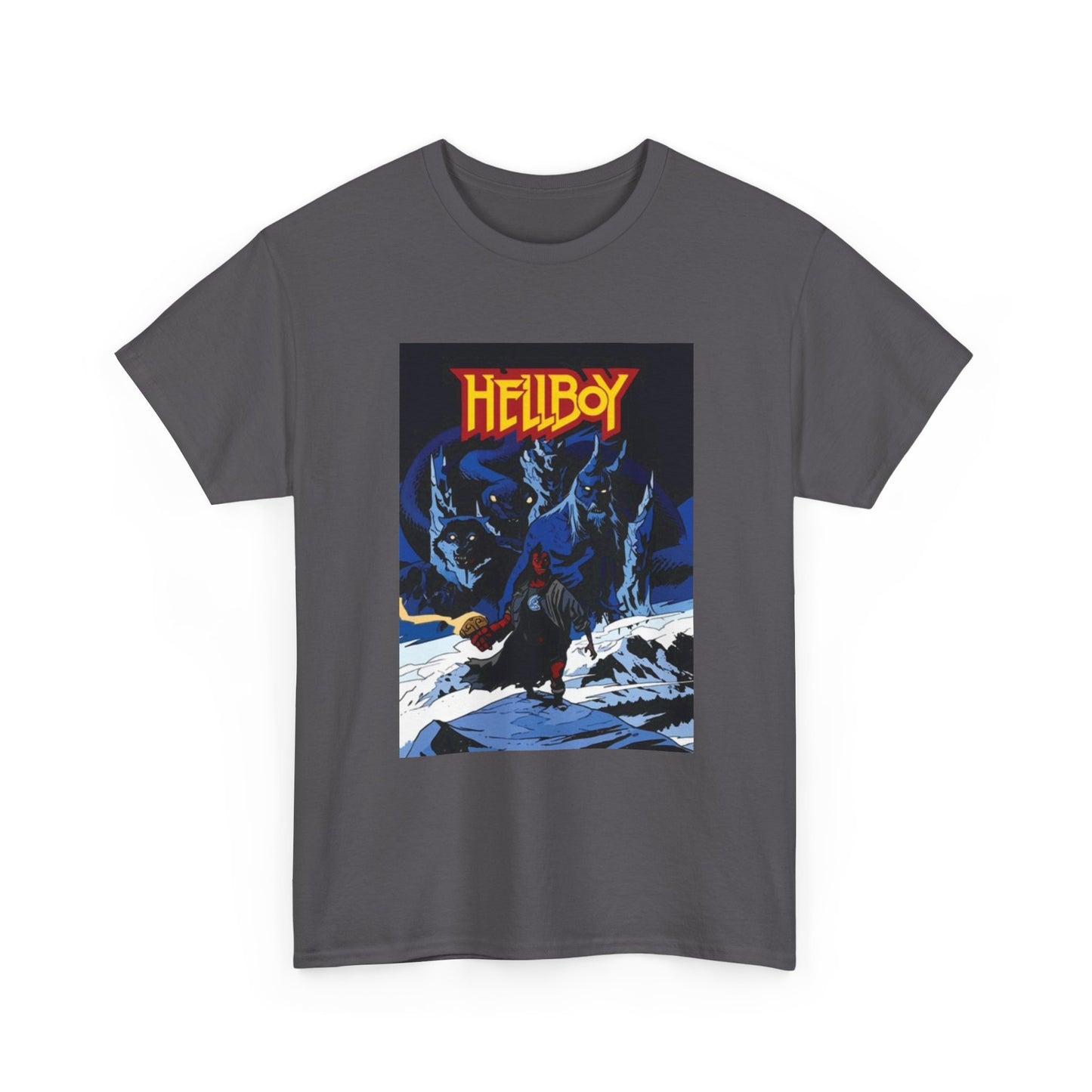 Hellboy Movie Poster Shirt Retro Cartoon Graphic Unisex Heavy Cotton Tee