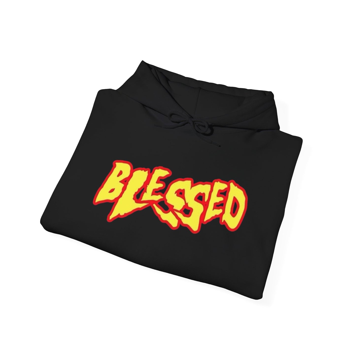 Blessed Vintage Logo Flames Graphic Hoodie Unisex Heavy Blend™ Hooded Sweatshirt
