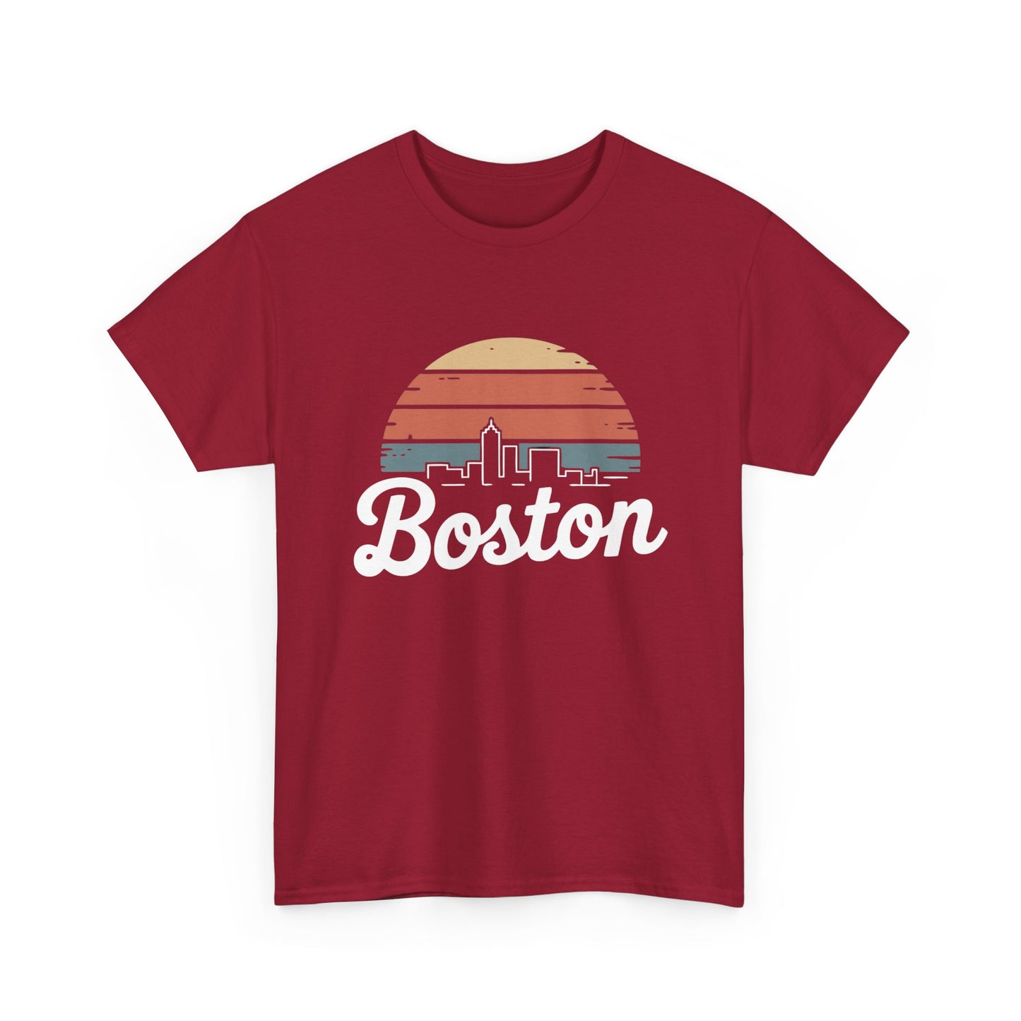 Boston Mass Skyline Graphic T Shirt NEW GIFT Unisex Heavy Cotton Tee