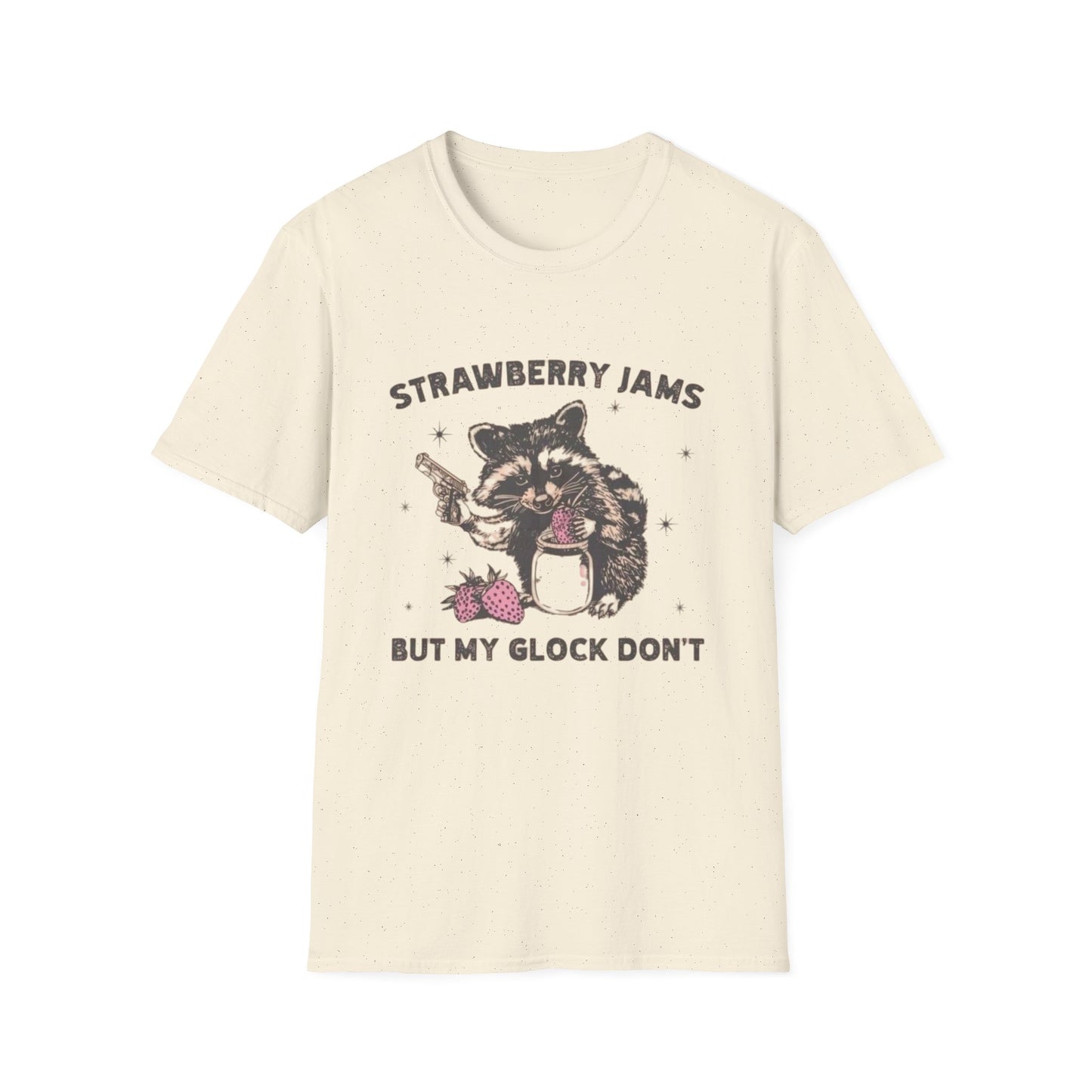 Strawberry Jams But My Glock Dont Graphic T Shirt Funny Joke Unisex Softstyle