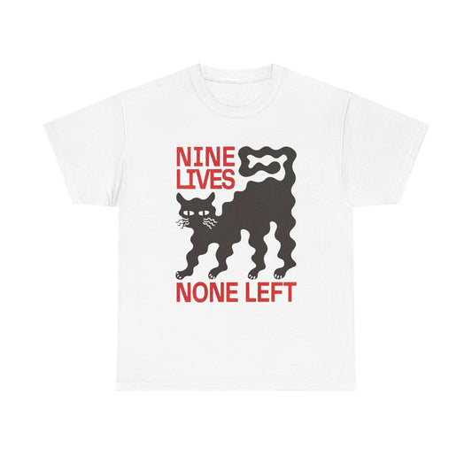 Nine Lives None Left Cat Vintage Graphic T-Shirt, Unisex Cotton Shirt