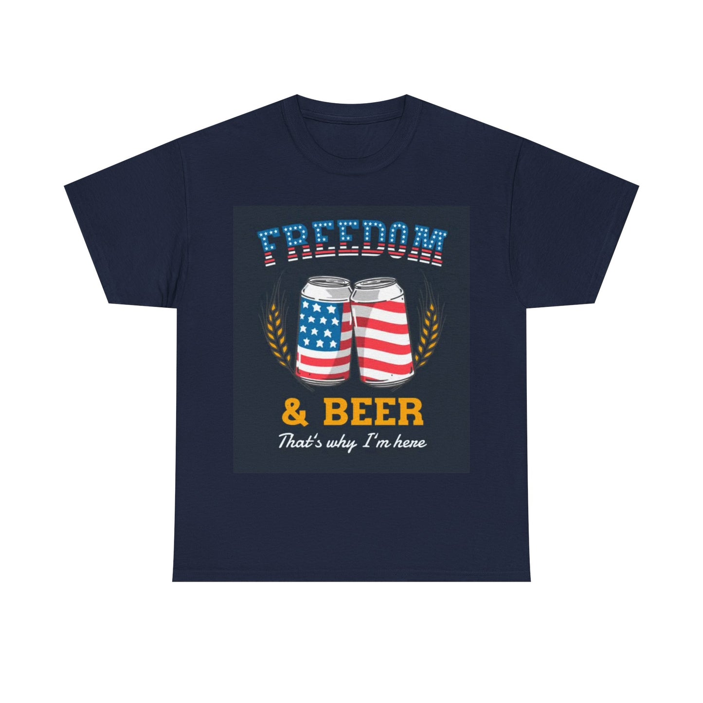 Freedom and Beer Tshirt American Wheat Summer Beer pong Unisex Heavy Cotton Tee