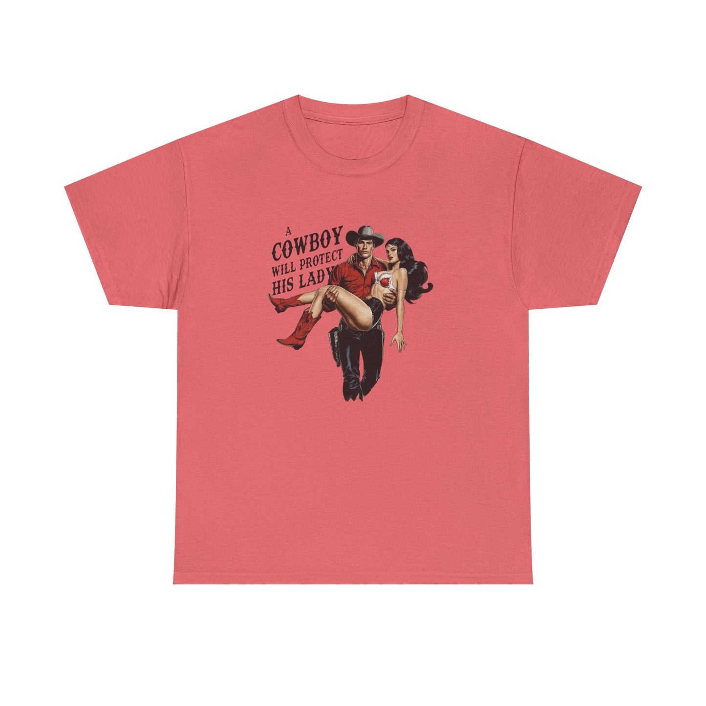 A Cowboy Will Save This Lady Graphic T-Shirt Women's Heavy Comfy Cotton Tee