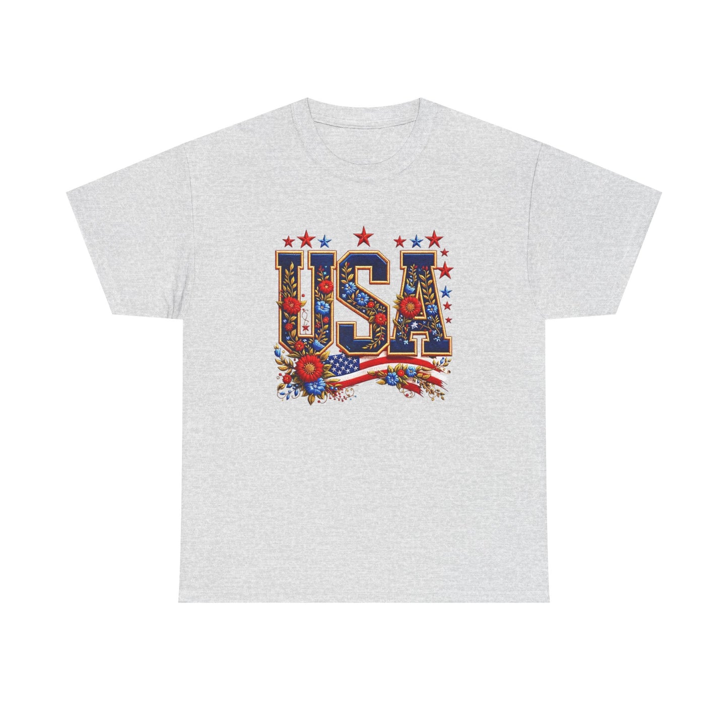 United States Floral Graphic T Shirt Unisex NEW Heavy Cotton Tee