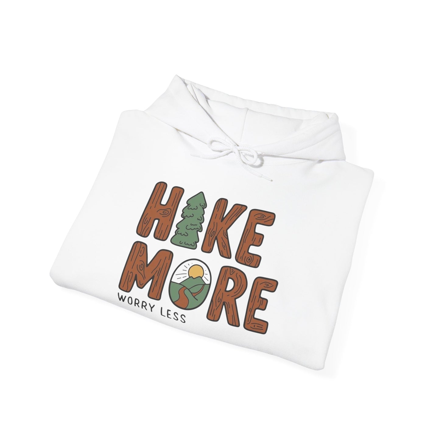 Hike More Worry Less Graphic Hoodie Unisex Heavy Blend™ Hooded Sweatshirt