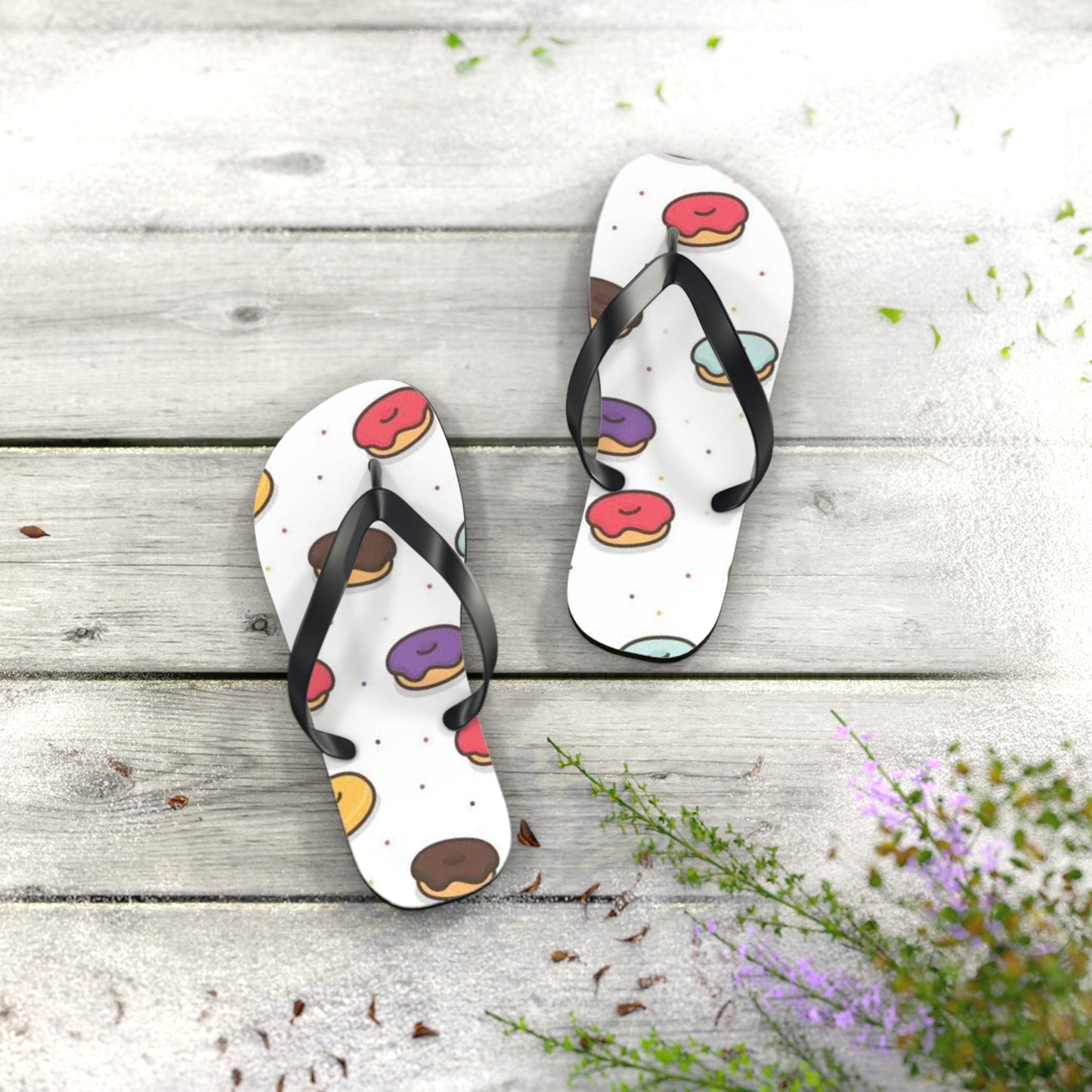 Donuts Summer Sandals, Beach Shoes, Vacation Flip Flops, Pool Slides