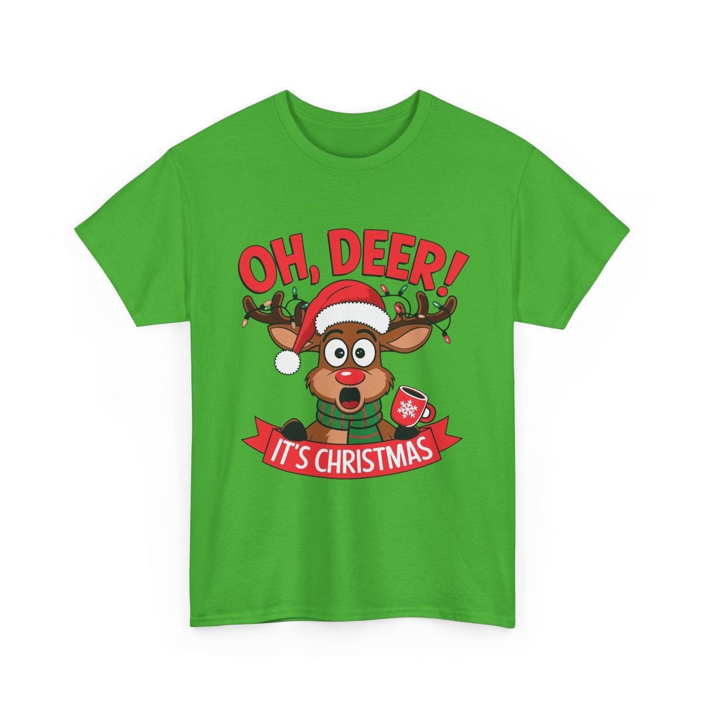 Oh Deer Its Christmas Graphic T Shirt NEW Unisex Heavy Cotton Tee