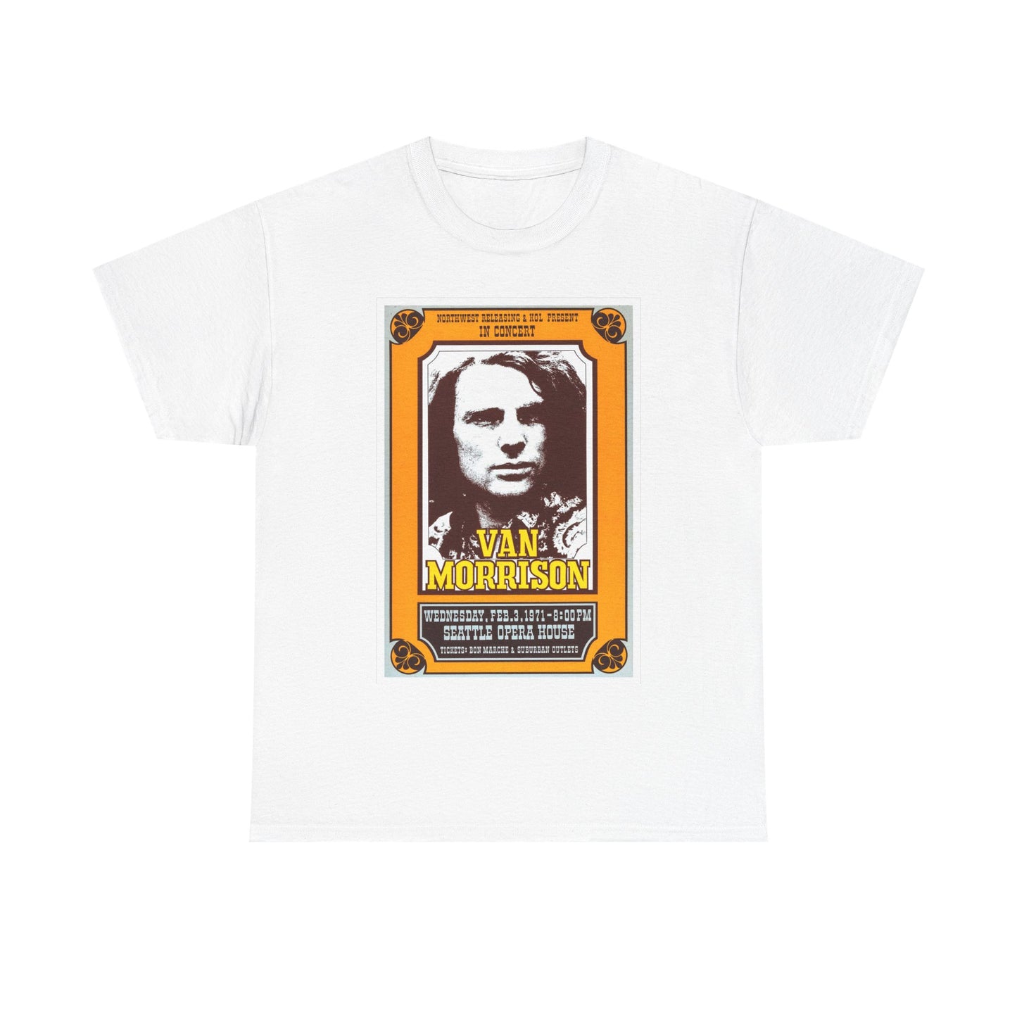 Van Morrison Tshirt Vintage Poster retro band faded Unisex Heavy Cotton Tee