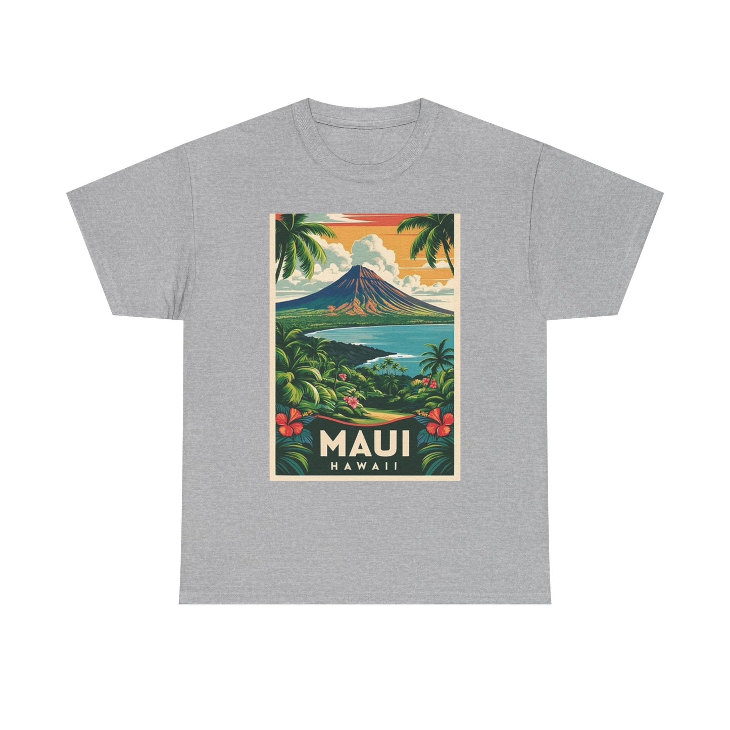 Hawaii  Maui Graphic T Shirt Retro Island Poster Unisex Heavy Cotton Tee