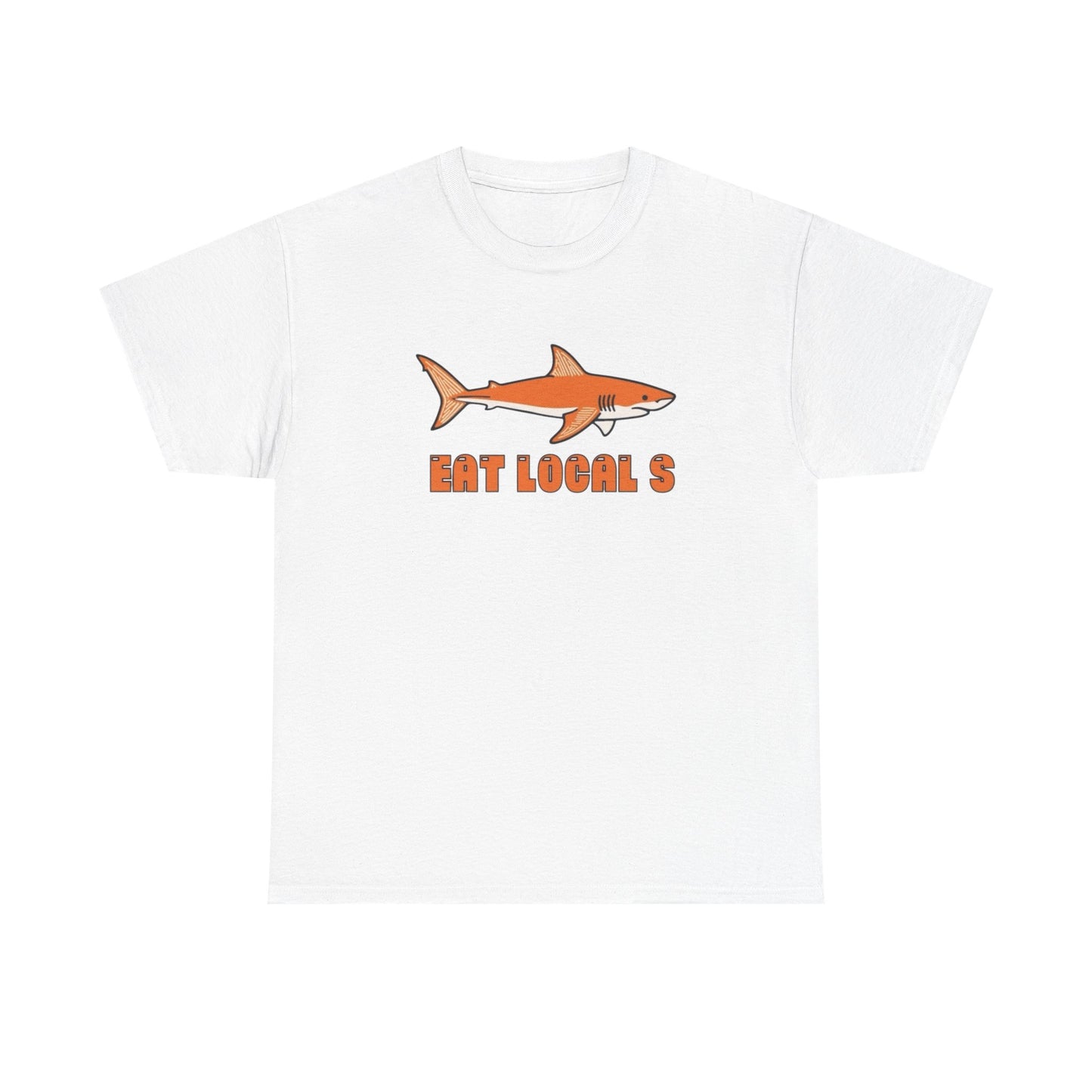 Eat Locals Funny Shark Graphic T Shirt NEW Vintage Adult Unisex Heavy Cotton Tee