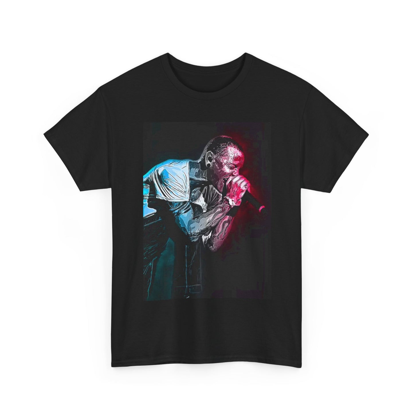 Chester Bennington Tshirt Linkin Park Retro Neon art band Heavy Cotton Tee